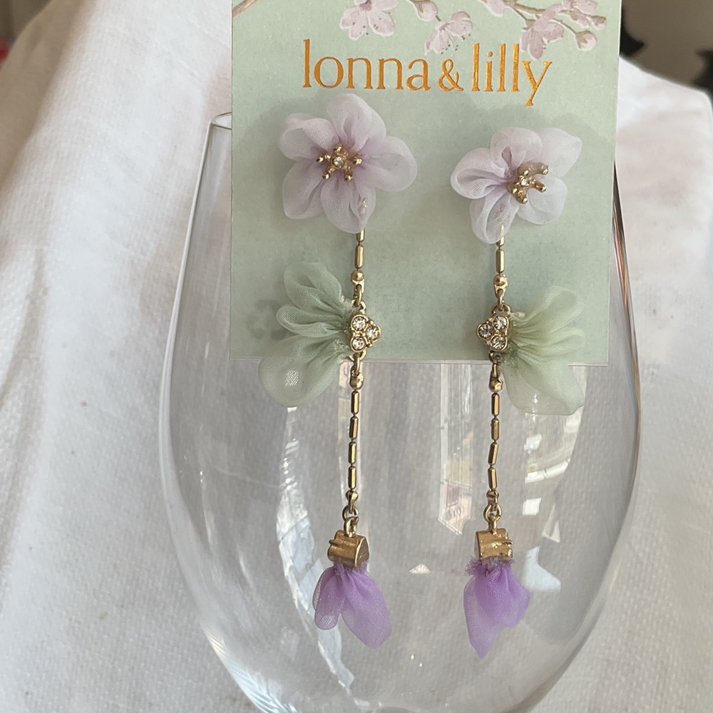 Lonna & Lilly Lavender and Sage Floral Dangle Earrings